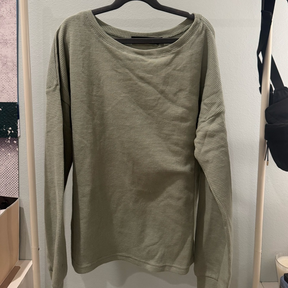 ZESICA Olive Green Waffle Knit PJ set